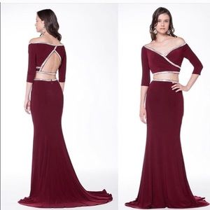 Colors Two Piece Wine Prom Dress Style #1728